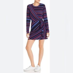 Parker Kade Ribbed Faux Wrap Striped Sweater Dress